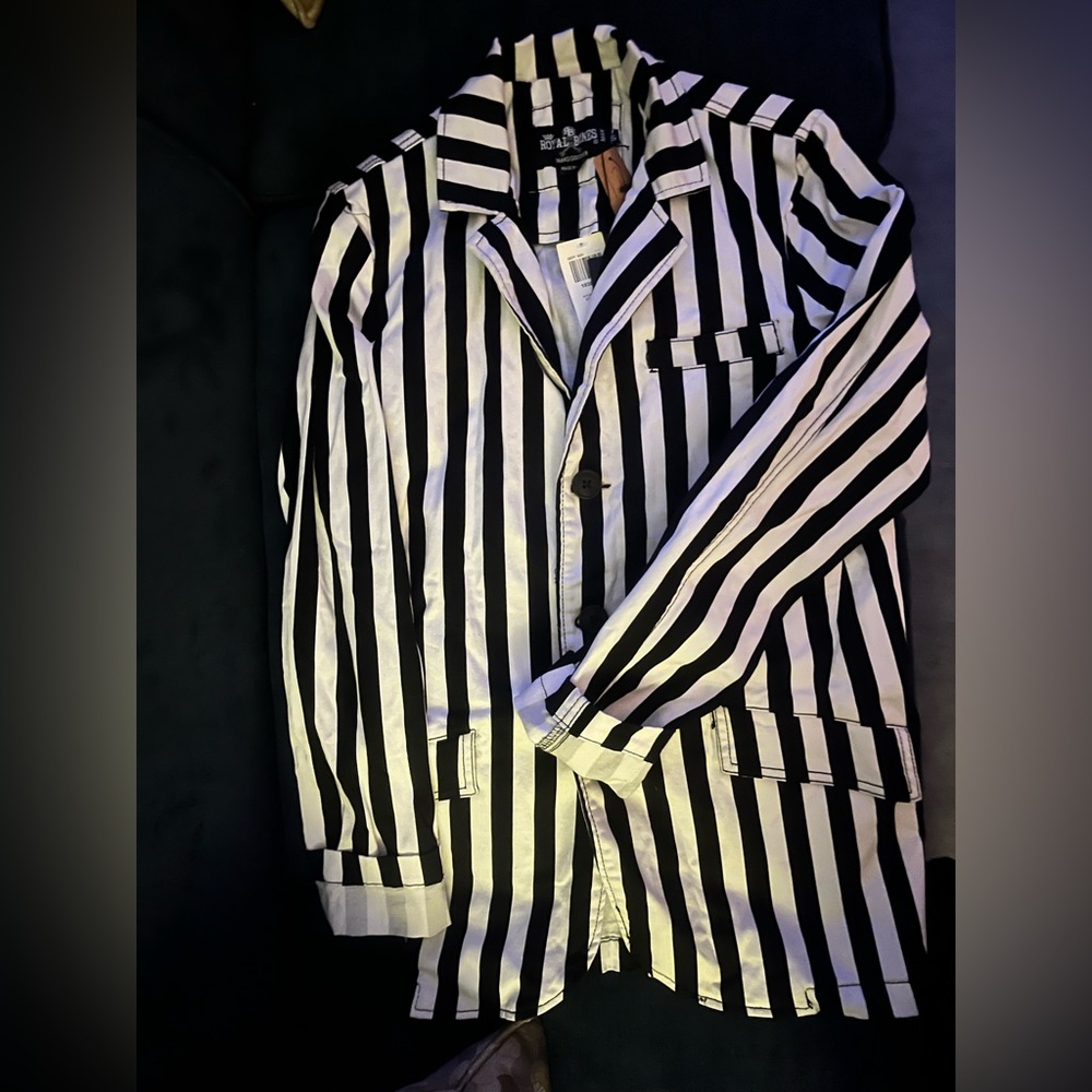 Royal Bones Black and White Striped Jacket